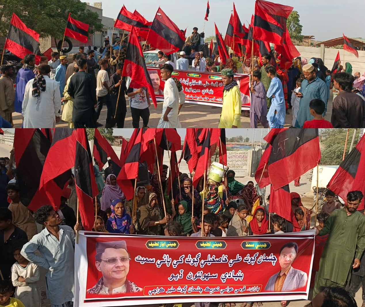 پاڻي کان محروم چشما ڳوٺ جا رهواسي رستن تي نڪري آيا، احتجاجي ريلي