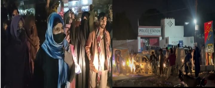 ملير سڪڻ ٿاڻي سامهون پوليس خلاف علائقي واسين جو عورتن سميت ڌرڻو