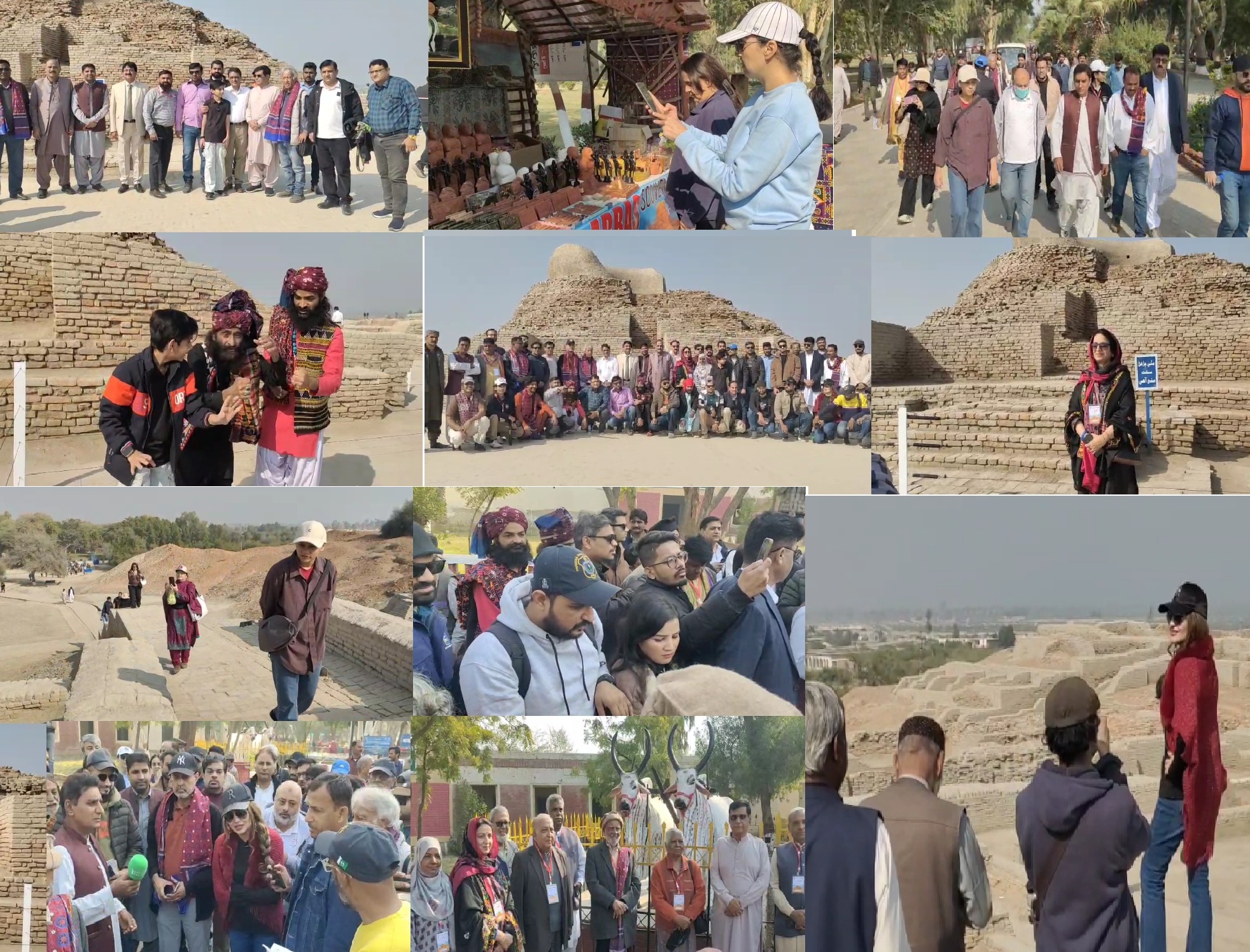 کراچی سے ملکی و غیر ملکی سیاحوں کا وفد موہنجو دڑو پہنچ گیا، آثار قدیمه کا دورہ