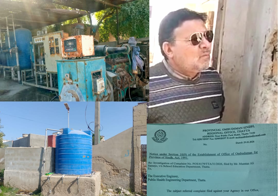 ٺٽو ۽ مڪلي ۾ بند پيل آر او فلٽر پلانٽن بابت صوبائي محتسب سنڌ جو سخت نوٽيس