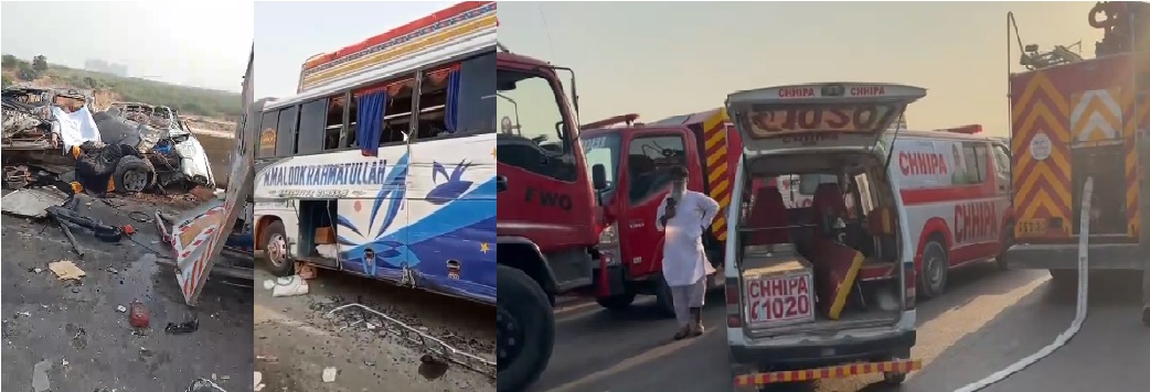 ملیر: ایم نائن موٹروے پر خوفناک تصادم، 3 خواتین اور بچے سمیت 13 افراد جاں بحق، متعدد زخمی