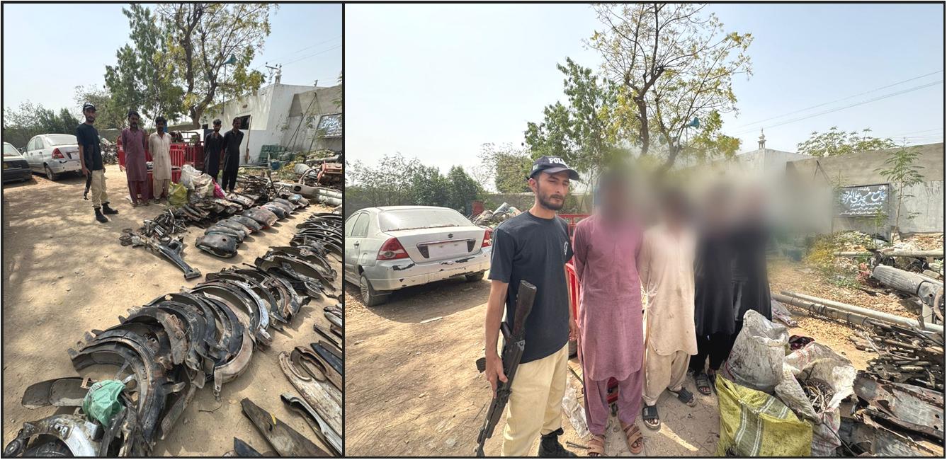 ملير ڪينٽ پوليس جي ڪارروائي، چوري ٿيل موٽر سائيڪلن ۾ ملوث 4 جوابدار گرفتار