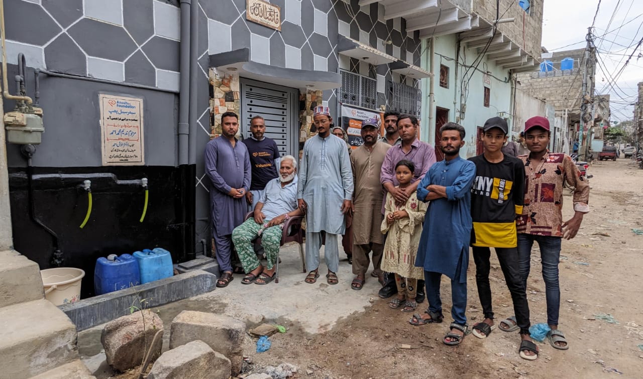 Anoush Ahmed installed two submersible water pumps in Karachi as a continuous charity (Sadaqah Jariyah) in memory of his late father, Nadeem Muhammad Ahmed