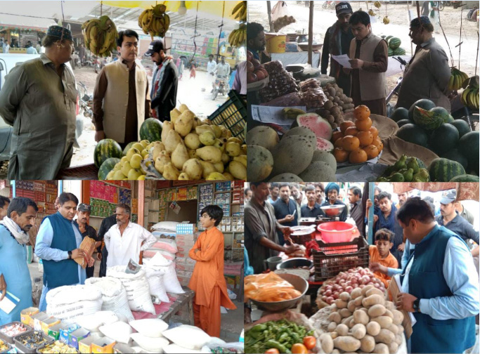 ڊپٽي ڪمشنر سجاول جي ھدايتن تي اي سيز ۽ مختيارڪارن پاران مختلف بازارن جا دورا