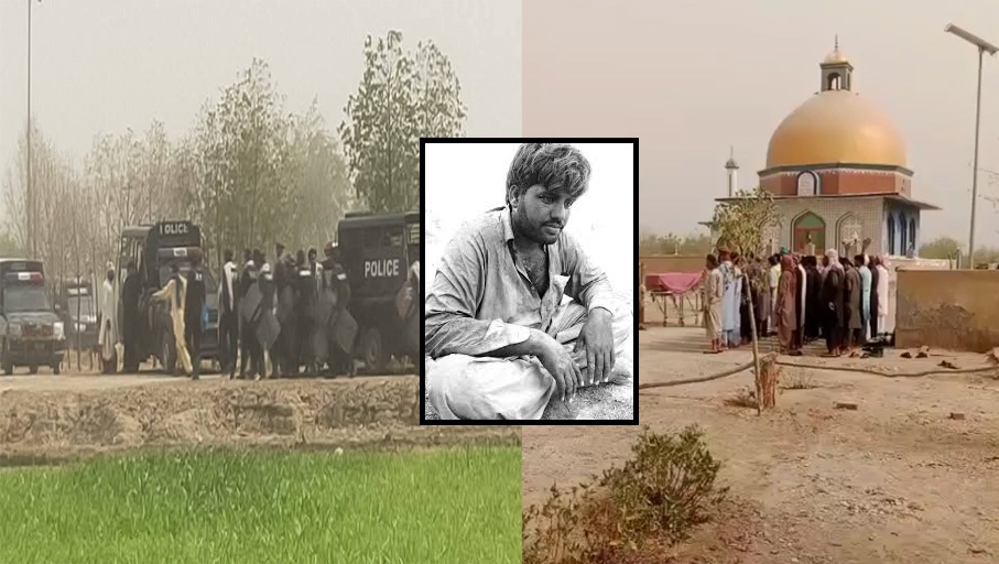 مورو: شہید عرفان لغاری کی لاش 36 گھنٹے بعد ورثاء کی مرضی کے بغیر سخت پولیس پہرے میں سپردِ خاک