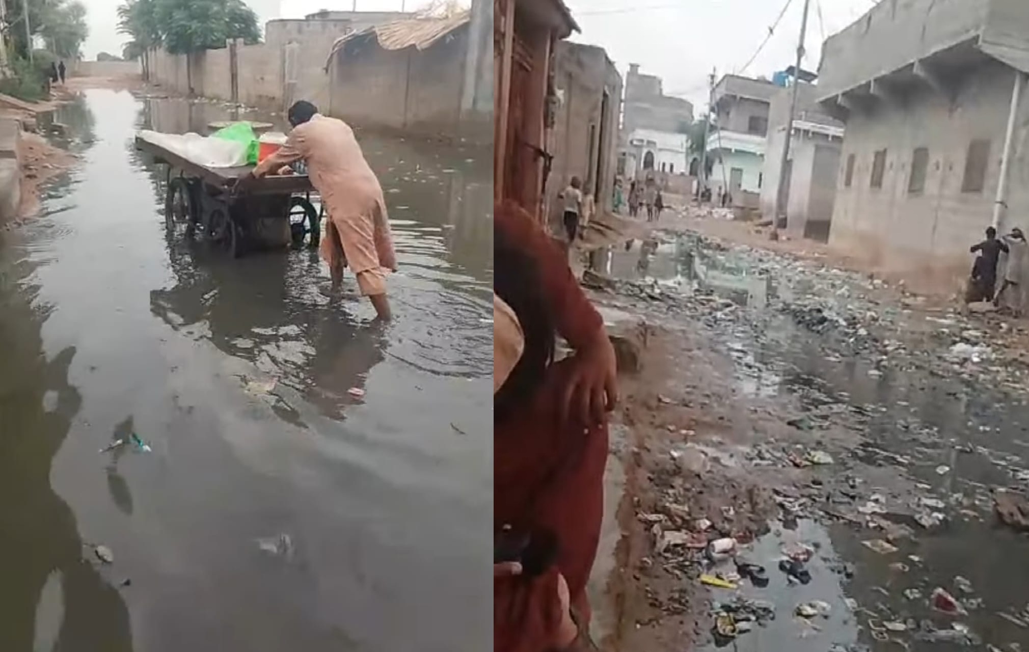 ملير: ميمڻ ڳوٺ گٽر جي گندي پاڻي ۾ ٻڏل، علائقو واسي پريشانين جو شڪار