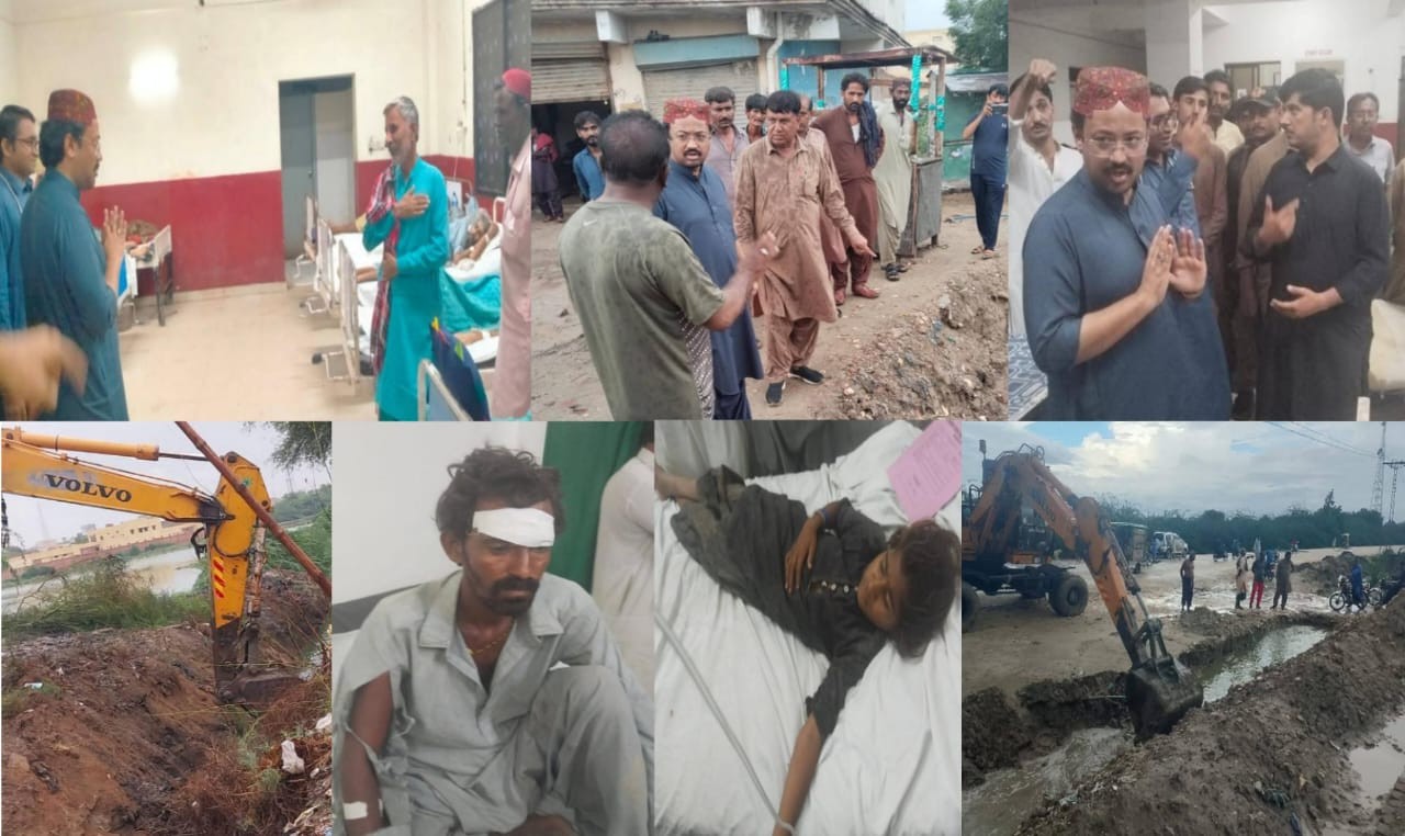 عمرڪوٽ ۾ ايم پي اي امير علي شاهه پاران شهر جو دورو، برساتي صورتحال جو جائزو ورتو