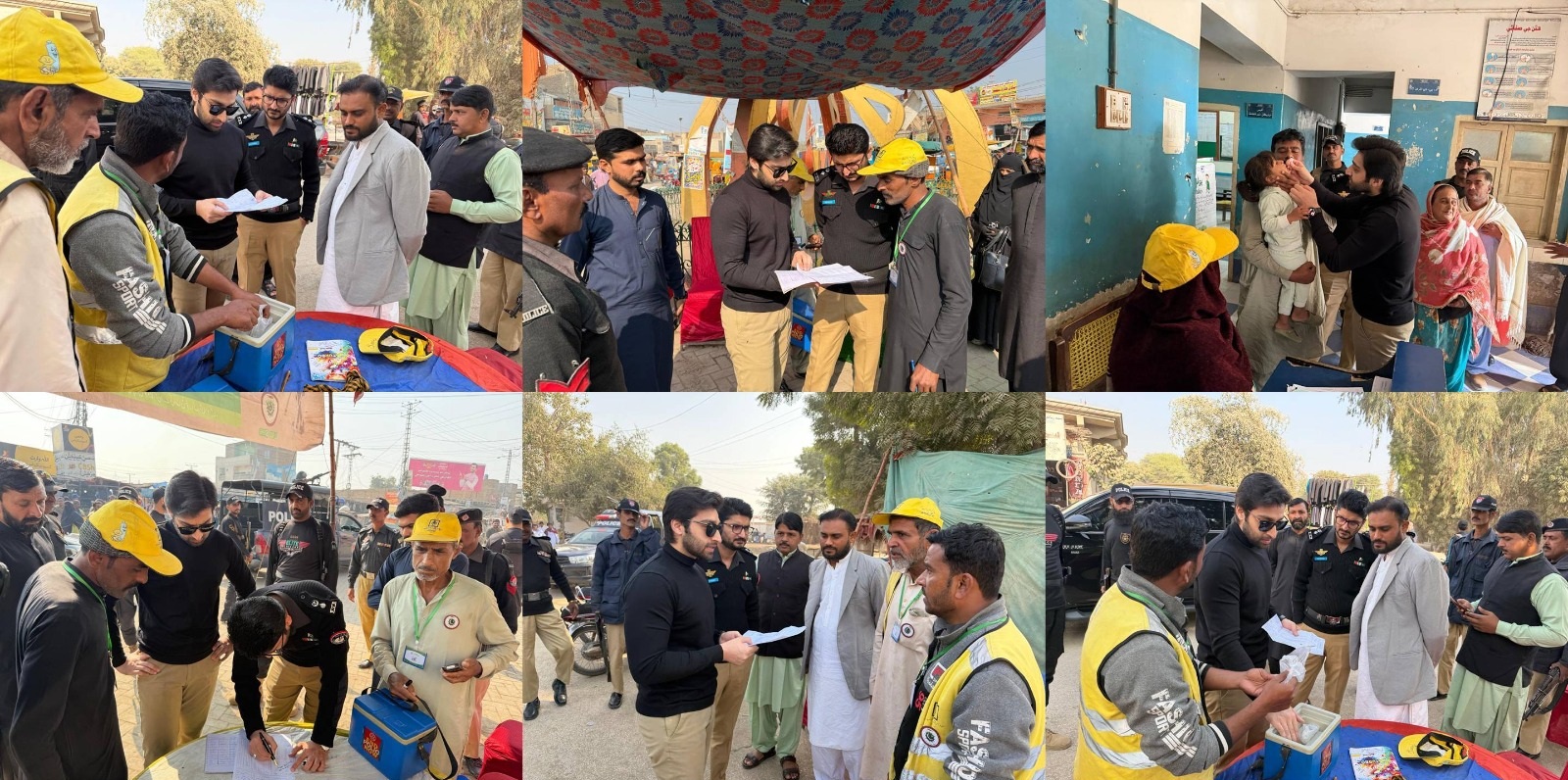 ڊپٽي ڪمشنر نوشهروفيروز پاران ايس ايس پي روحل کوسو سان گڏ پوليو مهم جو دورو