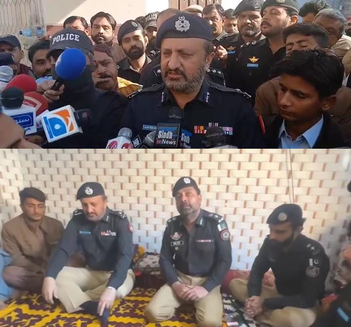 آءِ جي سنڌ شڪارپور پهتو، شهيد ايس ايڇ او خميسو خان بروهي جي وارثن سان تعزيت