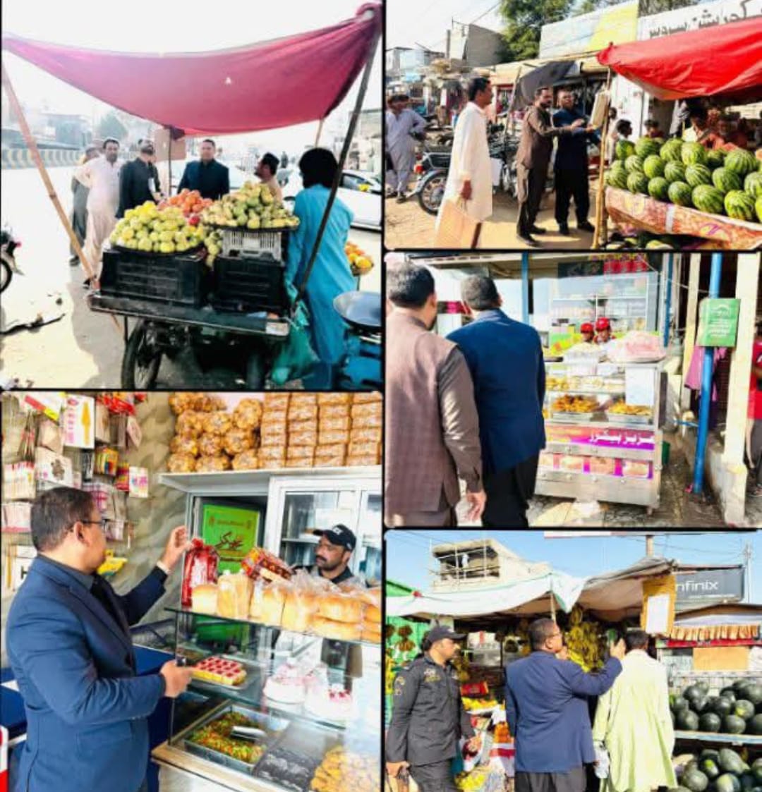گهارو شهر ۾ اسسٽنٽ ڪمشنر ميرپورساڪرو نبي بخش سولنگي پاران مارڪيٽ ۽ دڪانن جو دورو