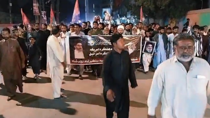 سنڌ جي مختلف شهرن ۾ ايران تي حملن ۽ آيت الله خامنا اي جي شهادت خلاف مظاهرا