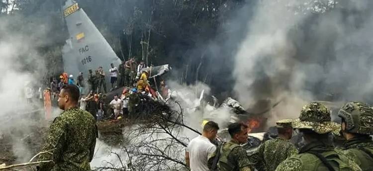 کولمبیا میں فوجی طیارہ گر کر تباہ، 66 افراد ہلاک