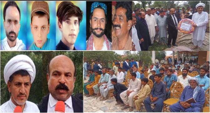 ڏوڪري ڀرسان ڳوٺ ڪوٽ مرزا ۾ سنڌو درياءَ جي پنجن شھيدن کي ڀيٽا پيش